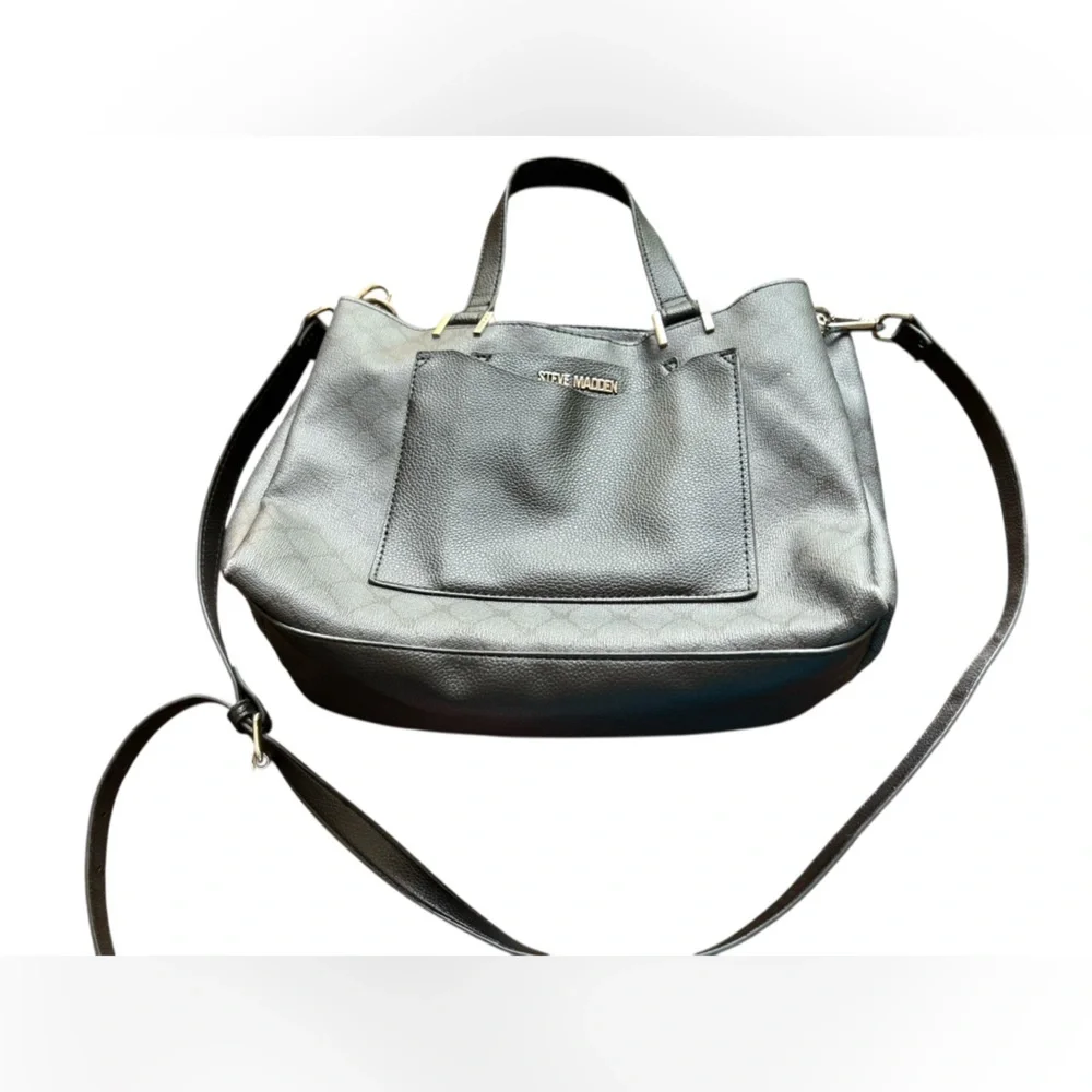Steve Madden Women's Grey Geometric Shoulder‎ Bag with Gold Accents
